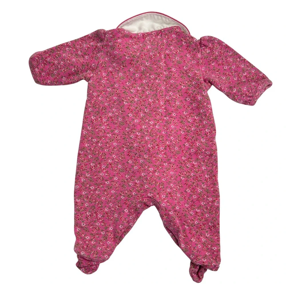 Ralph Lauren Floral Peter Pan Collar Footie Romper 3M Pink Cottagecore Preppy